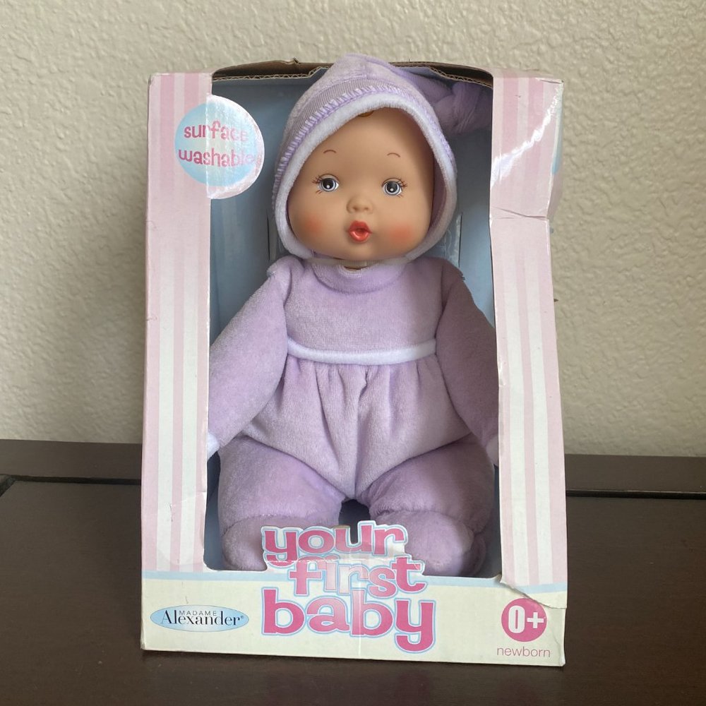 Madame Alexander My First Newborn Baby Doll Soft Fabric Body Lavender NWT - Picture 8 of 15